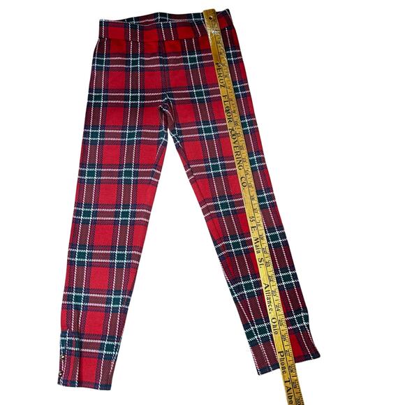 Janie and Jack tartan christmas red plaid girls cotton leggings/pants sz 7 new - Picture 6 of 8